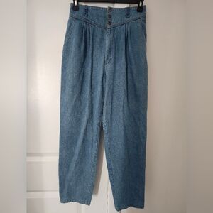 Vintage PIZZAZZ Blue Denim Jeans - Classic Relaxed Fit Pleated Front